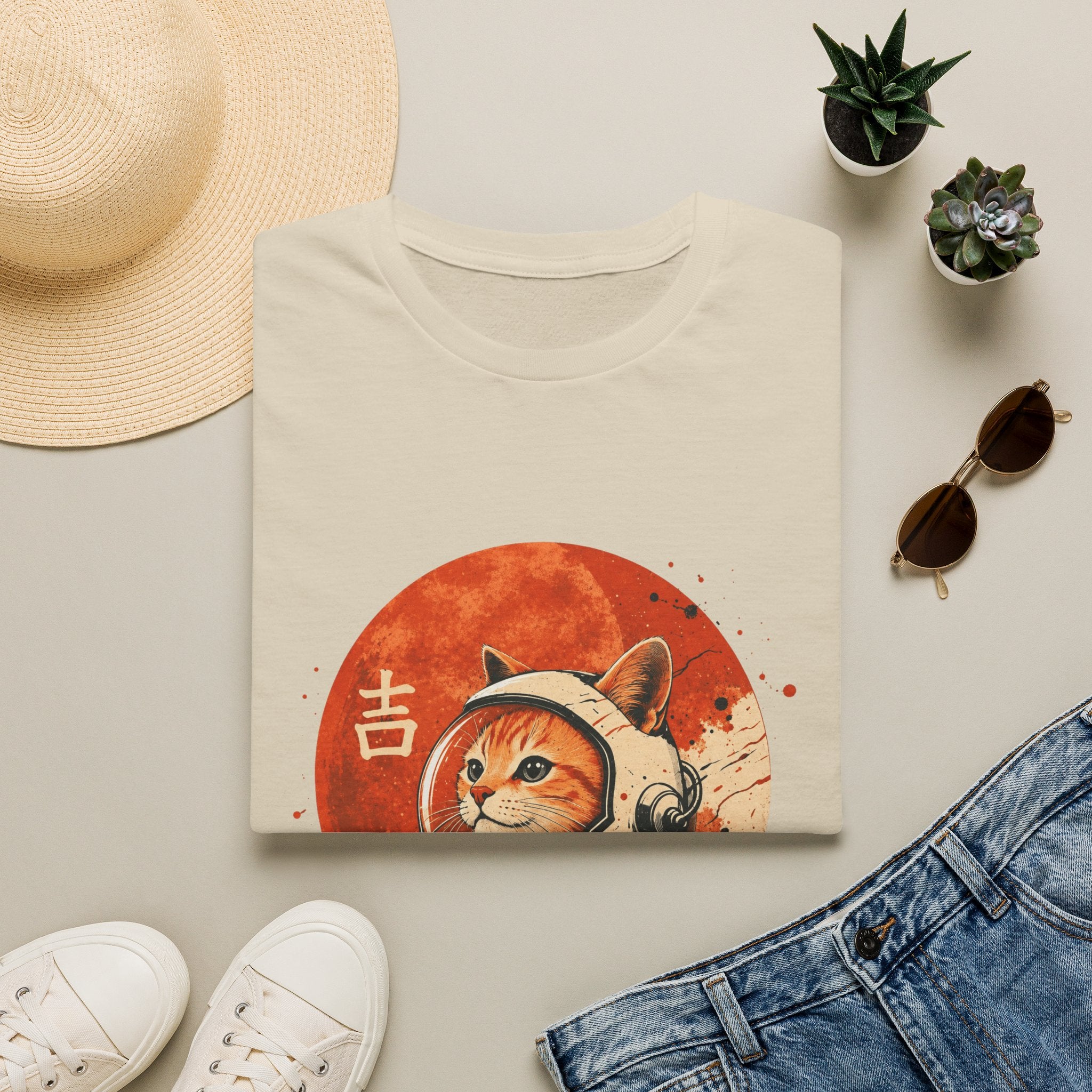 Astro Cat Tee — Lucky Japanese Space Cat Graphic T-Shirt